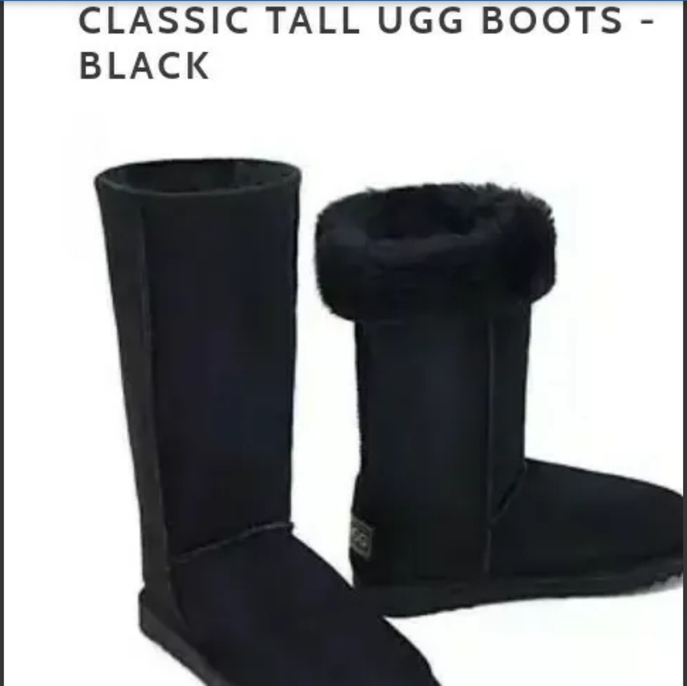 UGH Black Classic Tall Suede Shearling Boots